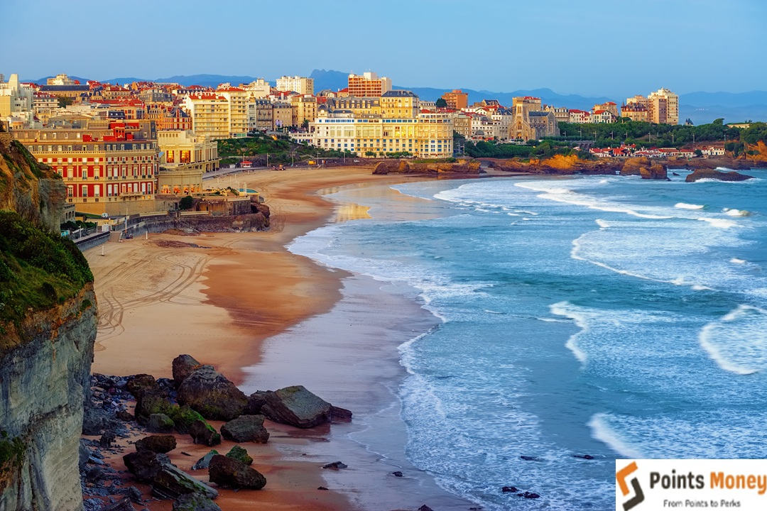 Biarritz city and its famous sand beaches, France